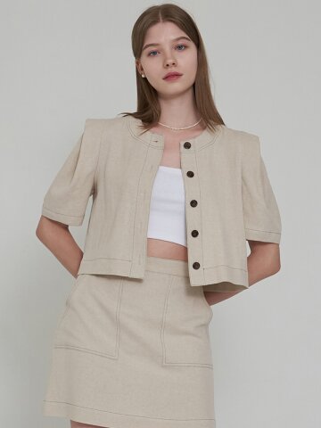 [에프코코로미즈] coco stitch short jacket BE