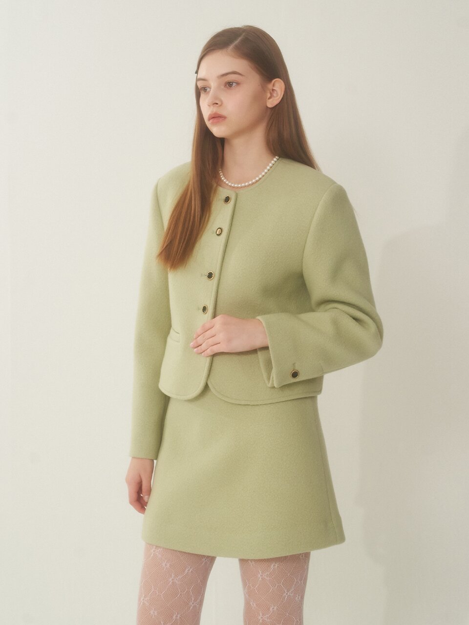 [에프코코로미즈] classic button p wool jacket LG