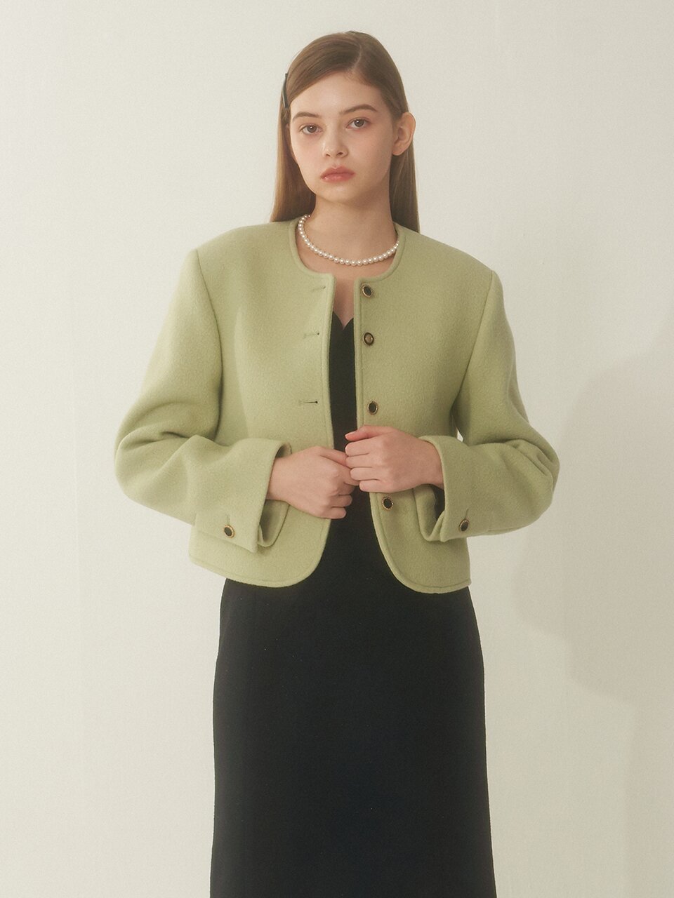 [에프코코로미즈] classic button p wool jacket LG
