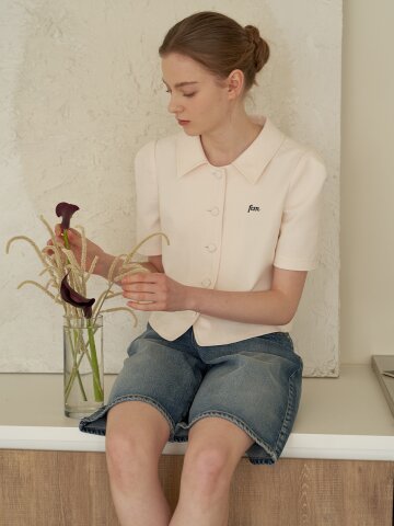 [에프코코로미즈] FCM logo stan collar jacket CR