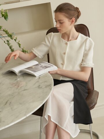 [에프코코로미즈] lilibet romantic tweed jacket  WH