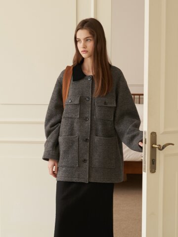 [에프코코로미즈] wool work jacket GY