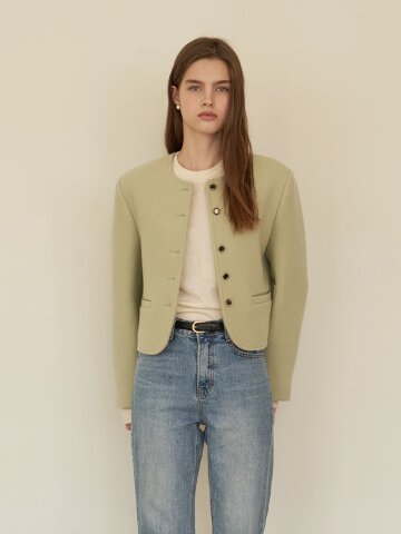 [에프코코로미즈] button P round wool jacket MI