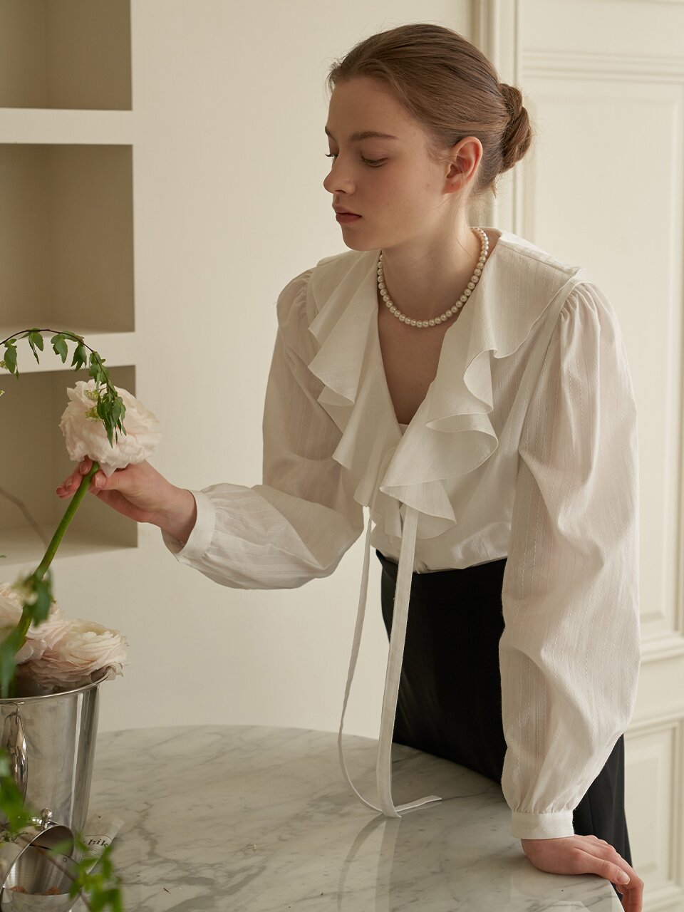 [에프코코로미즈] coco romantic frill blouse WH