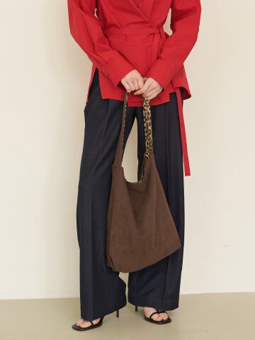 [에프코코로미즈] coco fake suede shopper bag BR