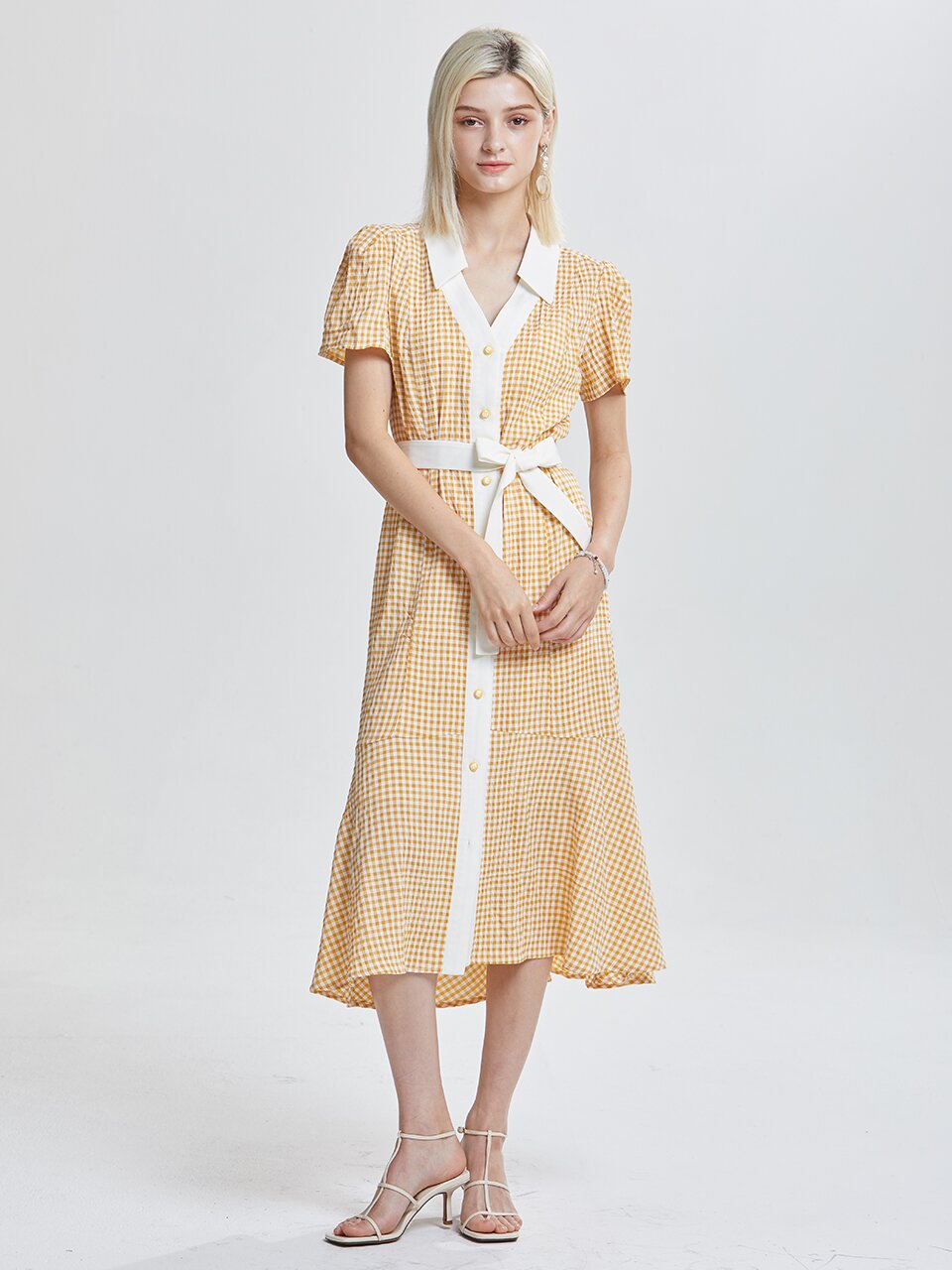[와이제이] ATLANTIC CHECK ONEPIECE_YELLOW