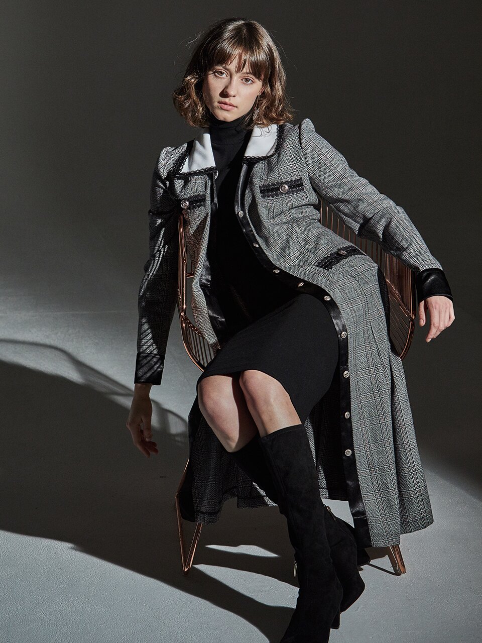 [와이제이] IRO CHECK COAT ONE PIECE