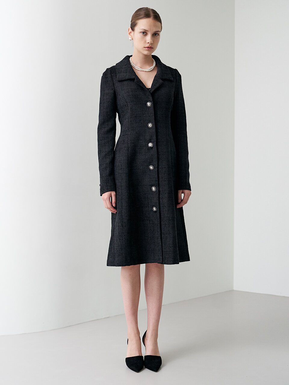 [와이제이] BLACK TWEED COAT ONE PIECE