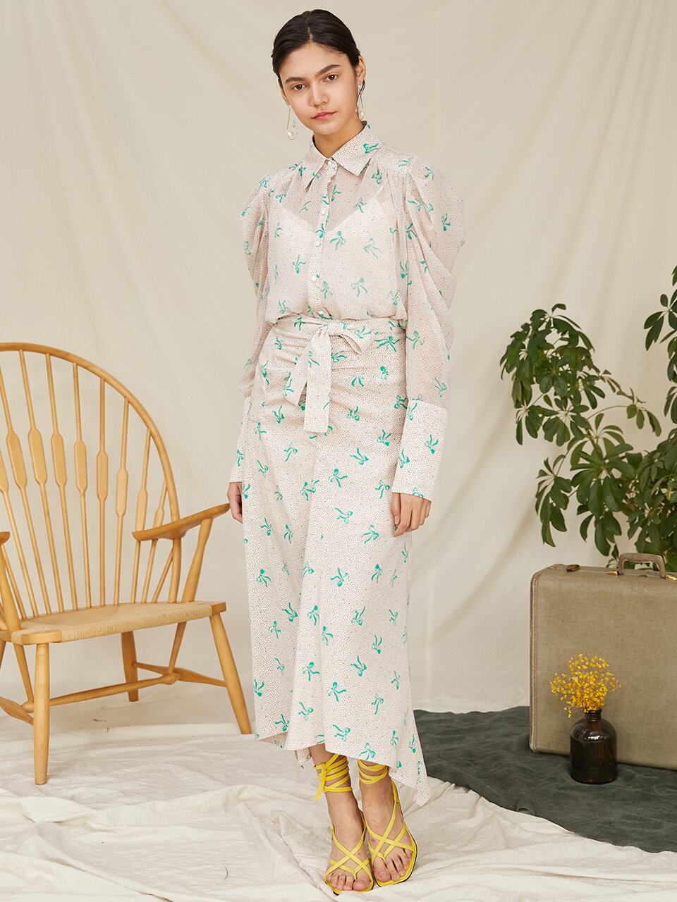 [와이제이] FIANCE RIBBON SKIRT_PEACH