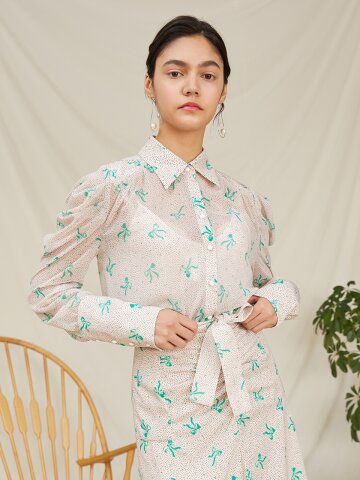 [와이제이] FIANCE RIBBON BLOUSE_PEACH