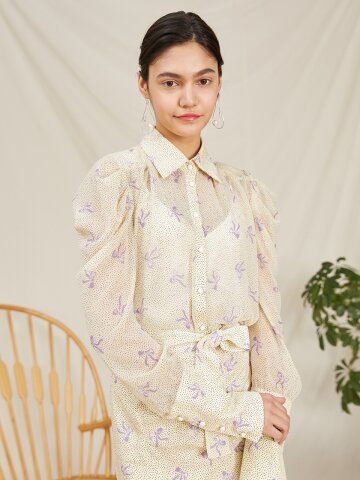 [와이제이] FIANCE RIBBON BLOUSE_YELLOW