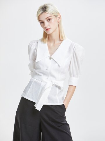 [와이제이] WHITE ANNE F. BLOUSE