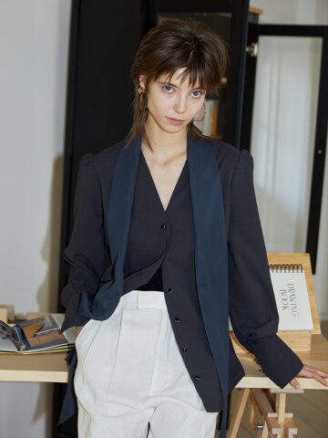 [와이제이] V NECK OPEN TIE SHIRTS_GREY