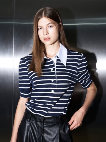 [와이제이] STRIPE SHORT SLEEVE POLO T_NAVY