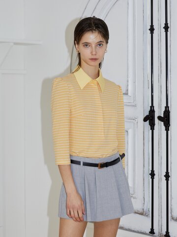 [와이제이] JUDE STRIPE POLO T SHIRTS_YELLOW