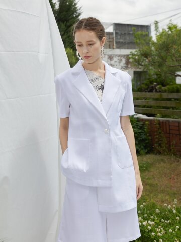 [와이제이] SLIM FIT SHORT SLEEVE JACKET_WHITE