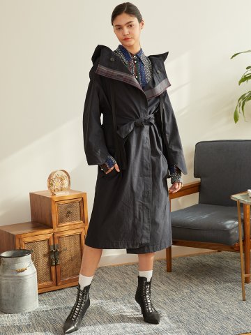 [와이제이] HOOD TRENCH COAT_NAVY