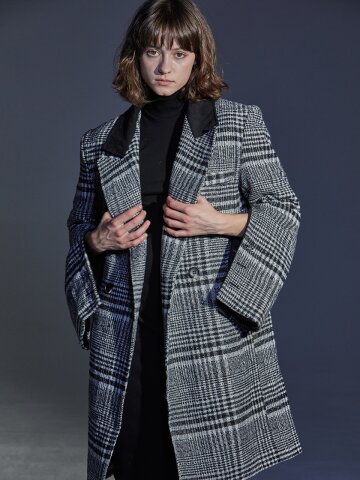 [와이제이] GRAND CHECK HALF COAT