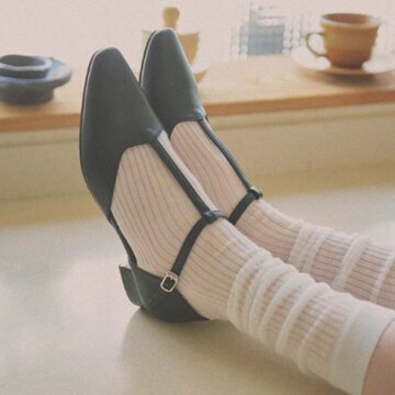 FL3424 헤더 T스트랩 플랫 블랙