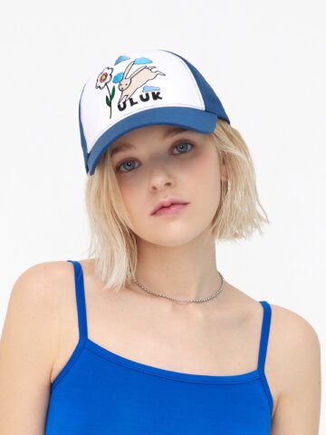 플라워 레빗 자수 코튼 배색 볼캡 3color