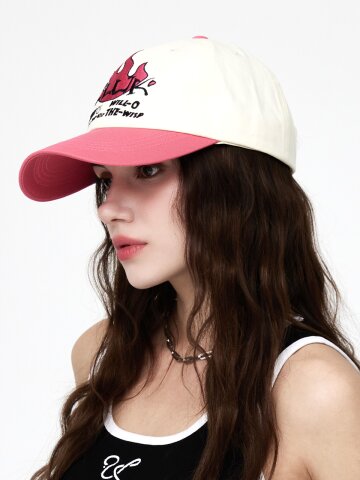 윌 오 더 위스프 자수 코튼 배색 볼캡 4color