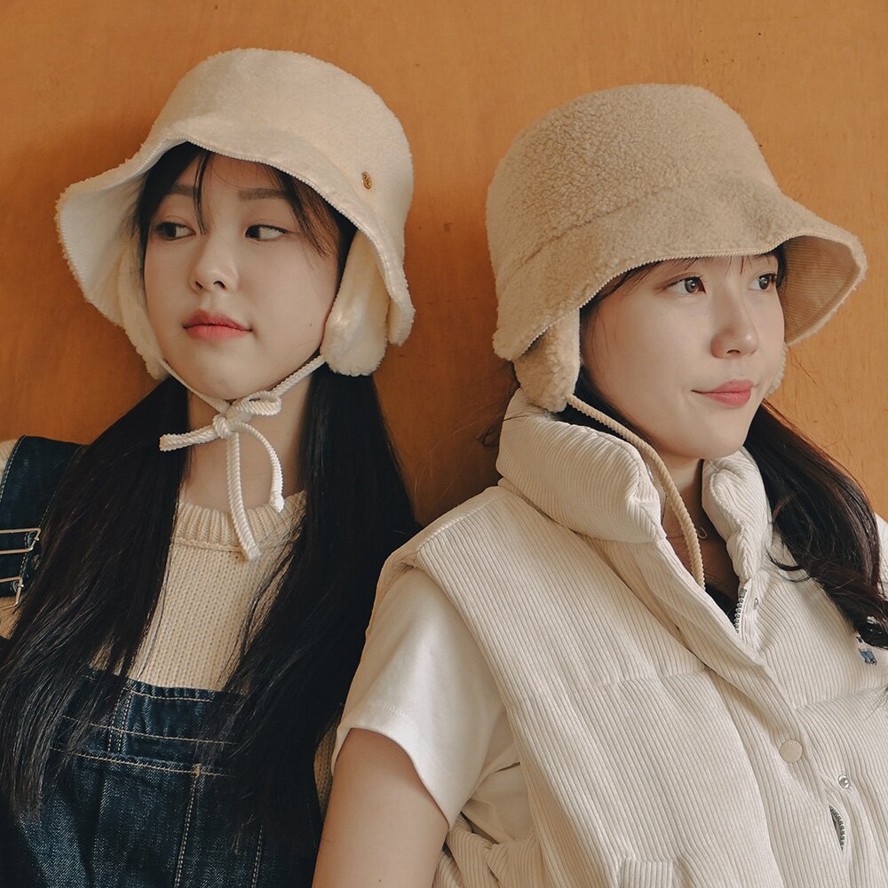 써클장식 양털 골덴 이어머프 보닛햇 3color
