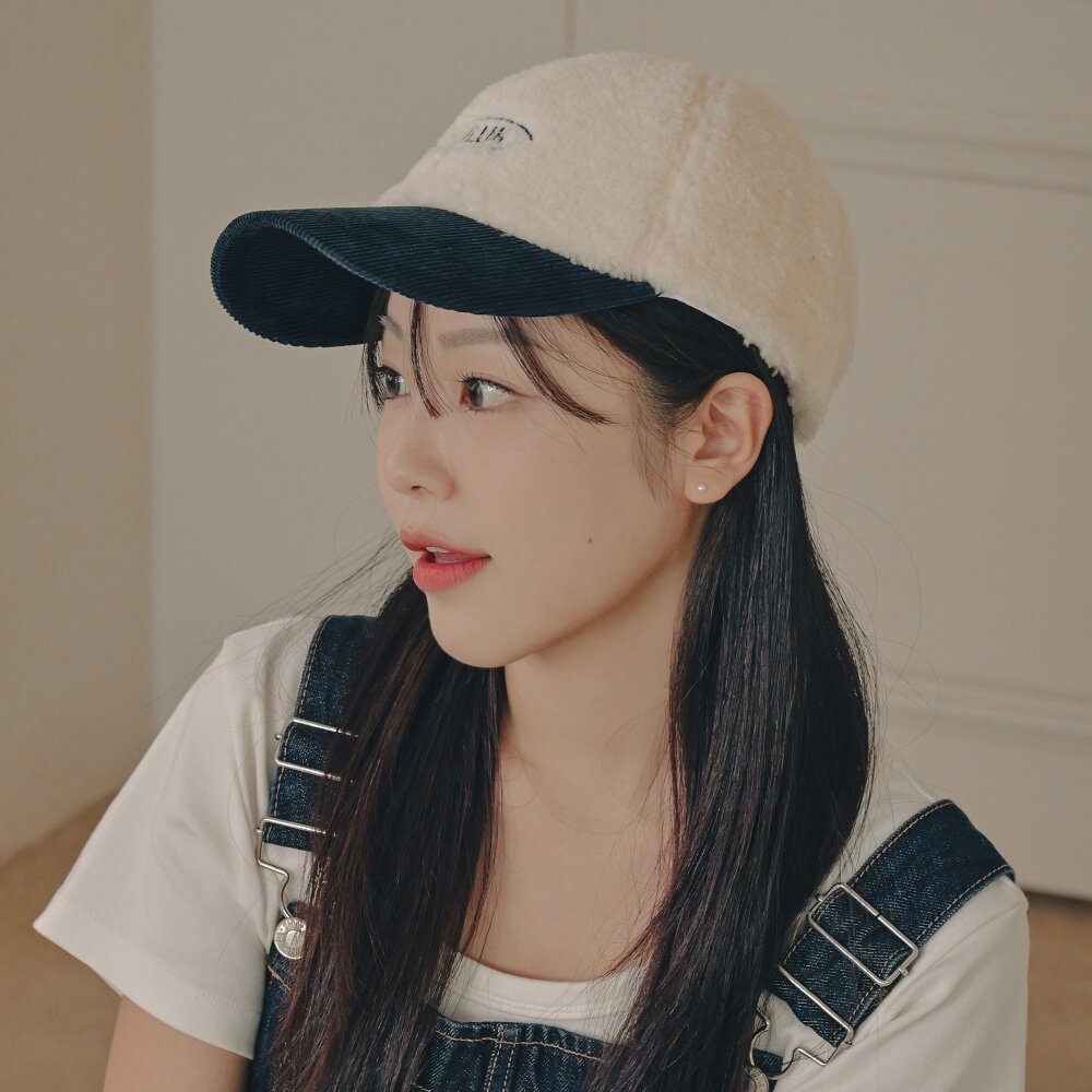 에션셜 써클 코듀로이 양털 배색 볼캡 4color