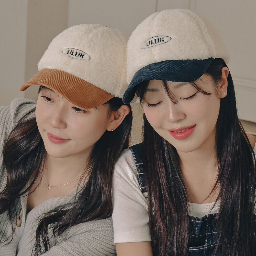 에션셜 써클 코듀로이 양털 배색 볼캡 4color