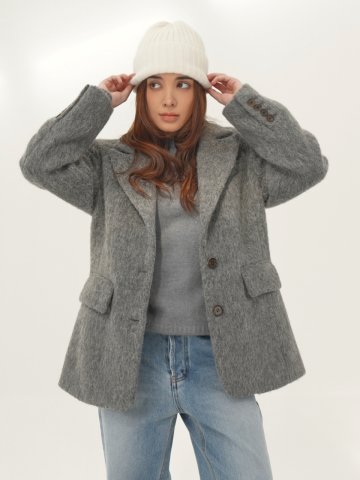 Alpaca Fur Jacket Coat _Grey