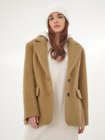 Alpaca Fur Jacket Coat _Beige