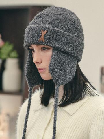 VA 패치 플라이 니트 비니 블랙