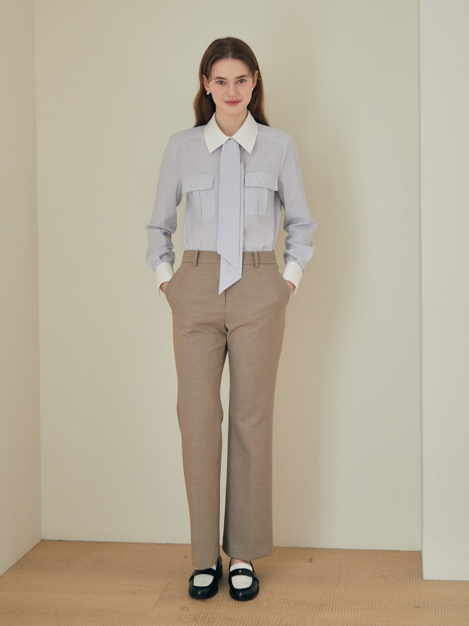 포멀 슬림 부츠컷 팬츠 (DARK BEIGE)