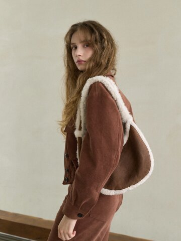 GENUINE SHEARING HOBO BAG BROWN