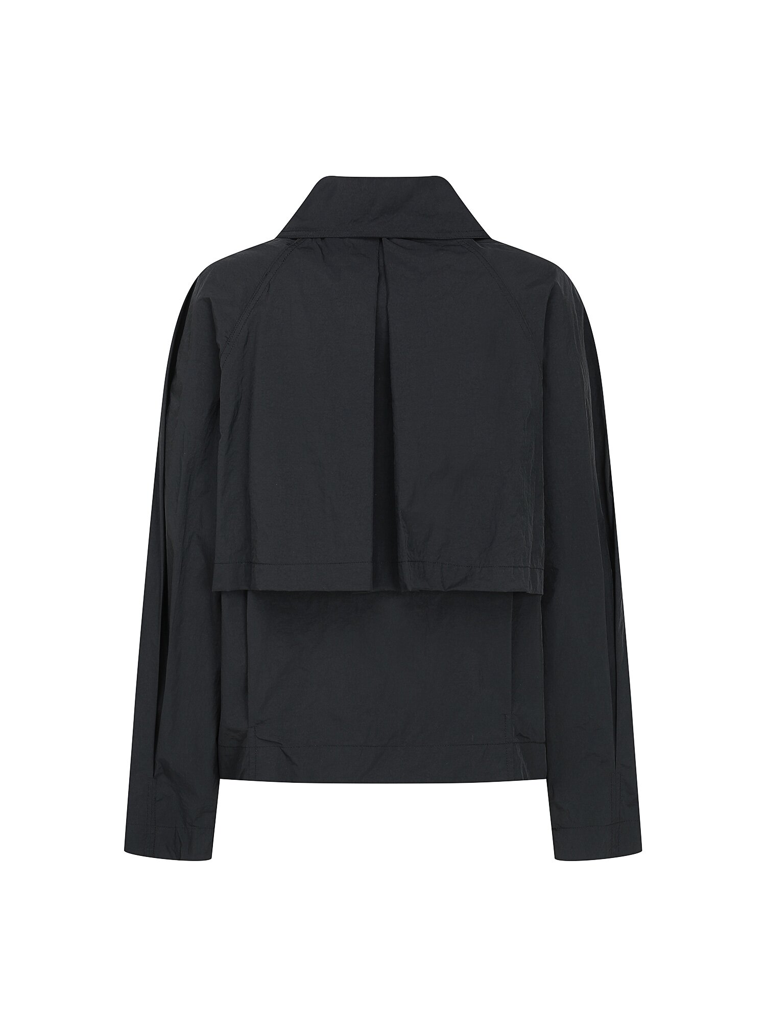 백 플랩 칼라 집업 블라우스 (BLACK)