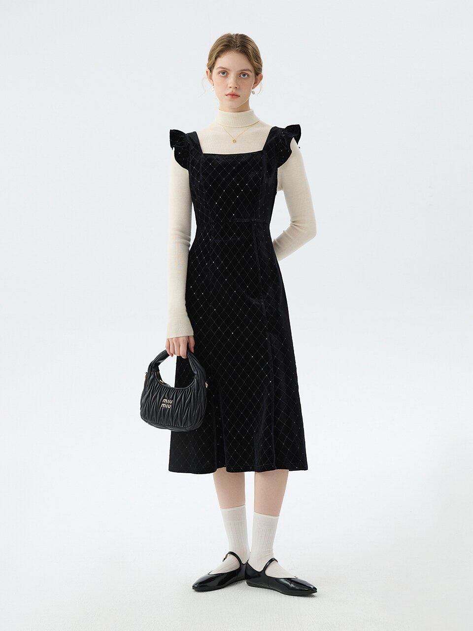 WD_Sequin velvet sleeveless dress
