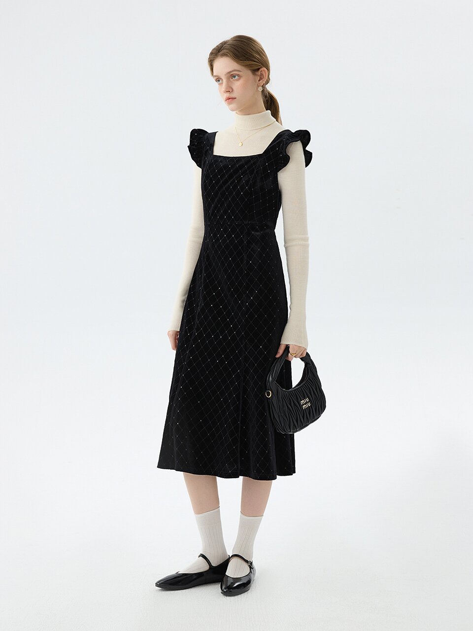 WD_Sequin velvet sleeveless dress