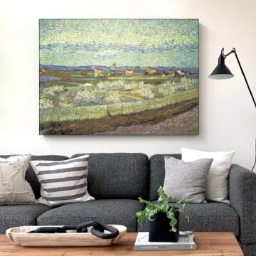 심플 프레임 인테리어 그림액자 명화 고흐 복숭아 꽃이 핀 라크로 풍경