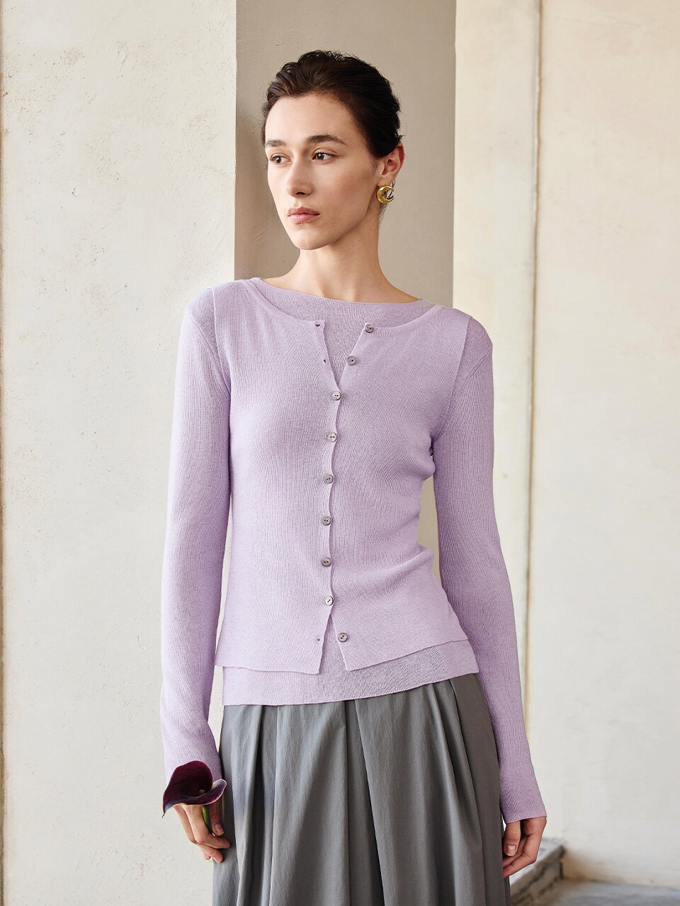 YY_Fake two-piece slim knit top_3 color