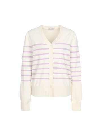 스트라이프 배색 브이넥 가디건 