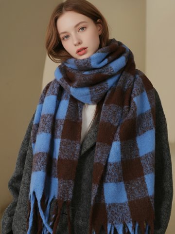 보들보들 체크 캐시 겨울 목도리 머플러
