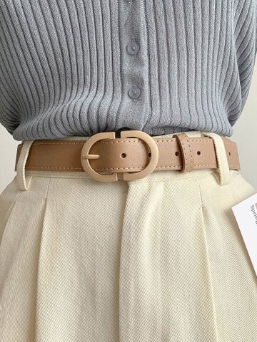 오라 여자 D 금장 버클 정장 포인트 가죽 바지 벨트