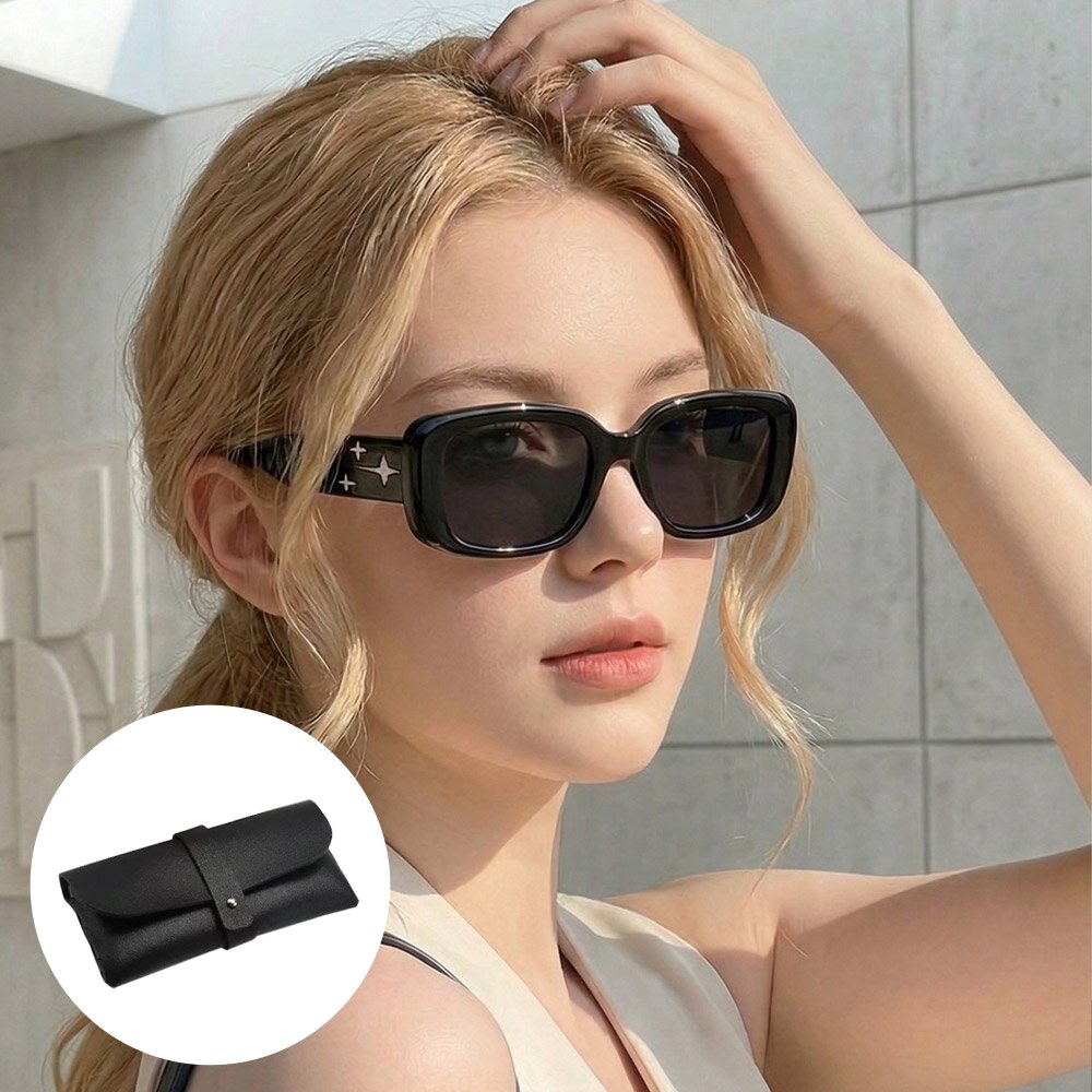 아델린 오벌형 아시안핏 블랙 뿔테 선글라스 UV400