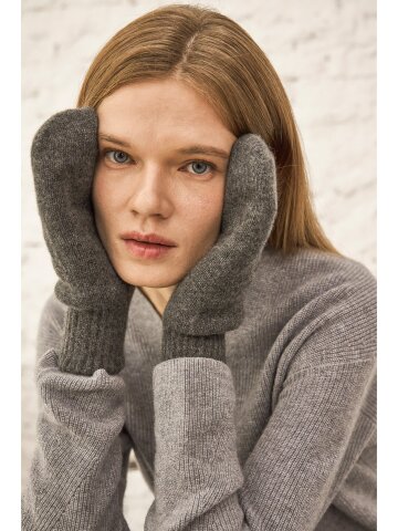 칼레이트 100% 캐시미어 플랩 장갑 - 차콜