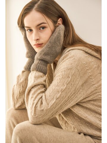 칼레이트 100% 캐시미어 플랩 장갑 - 브라운