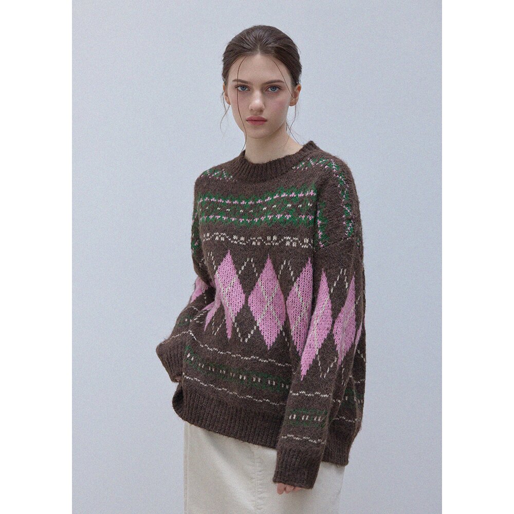 SNOW WINTER LOOSE FIT KNITWEAR - BROWN