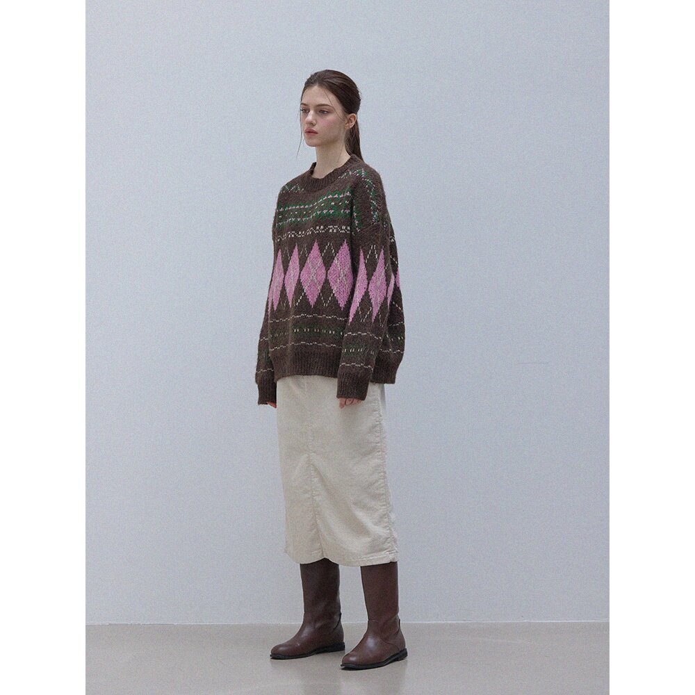 SNOW WINTER LOOSE FIT KNITWEAR - BROWN