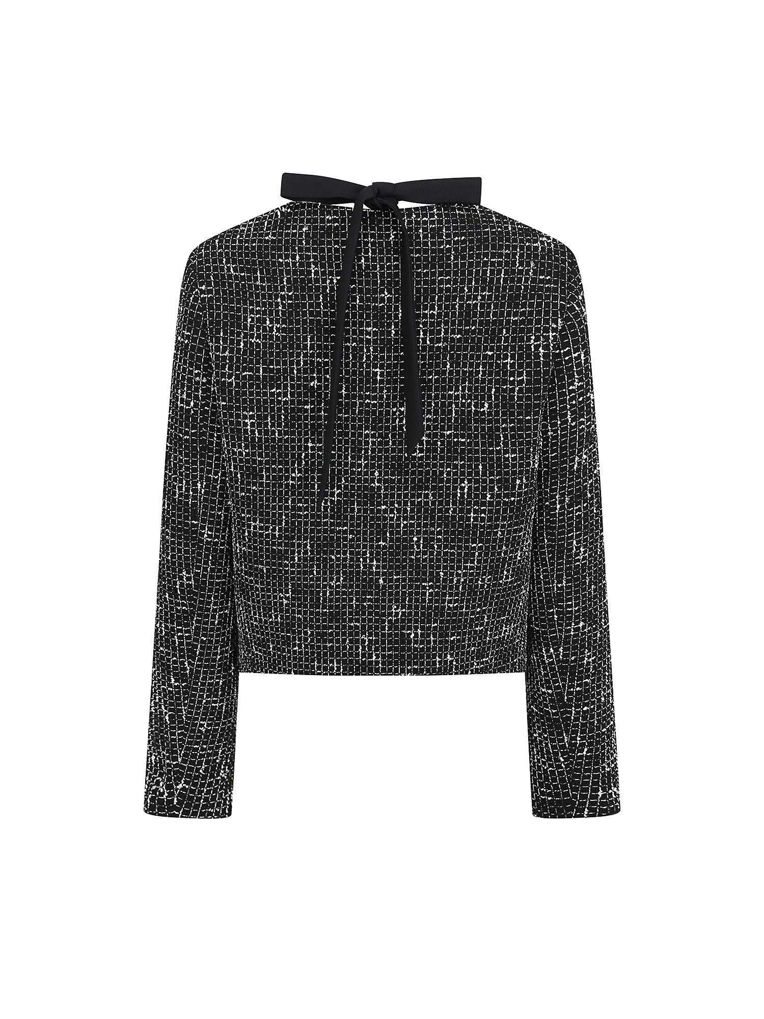 로즈 타이 자카드 라운드넥 재킷 (BLACK)