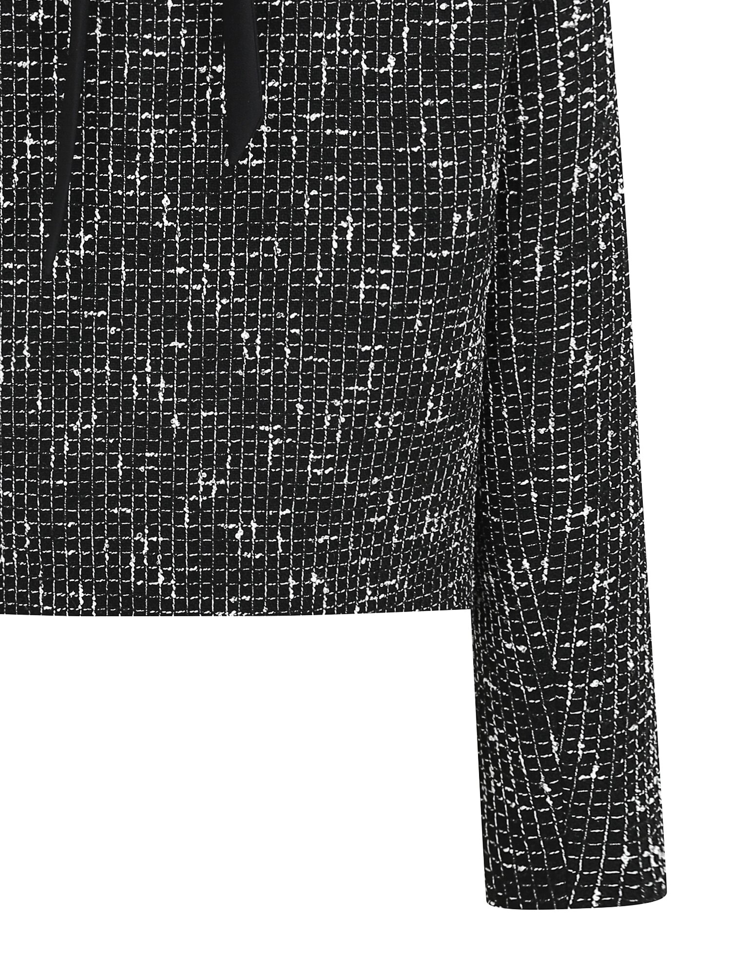 로즈 타이 자카드 라운드넥 재킷 (BLACK)