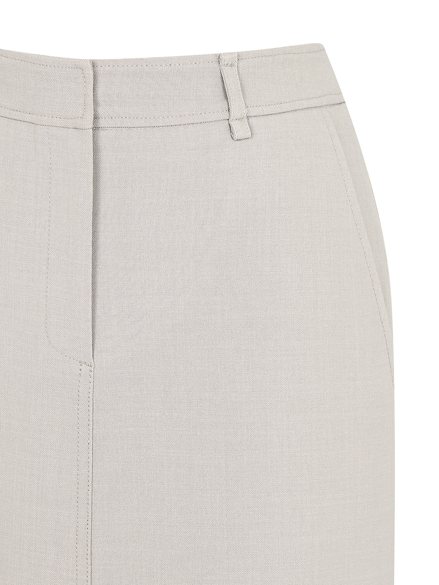 라벨 장식 백 슬릿 H라인 스커트 (BEIGE)