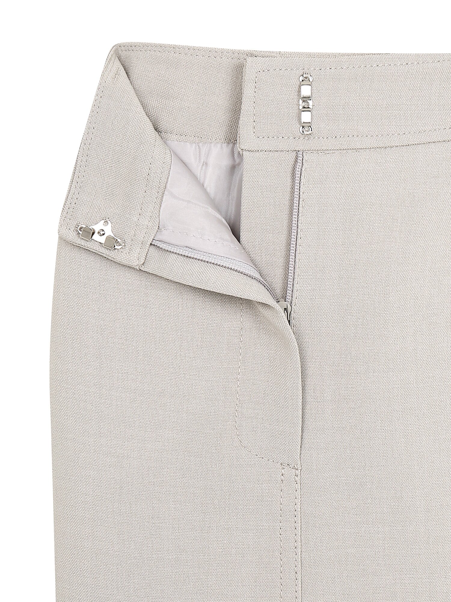 라벨 장식 백 슬릿 H라인 스커트 (BEIGE)